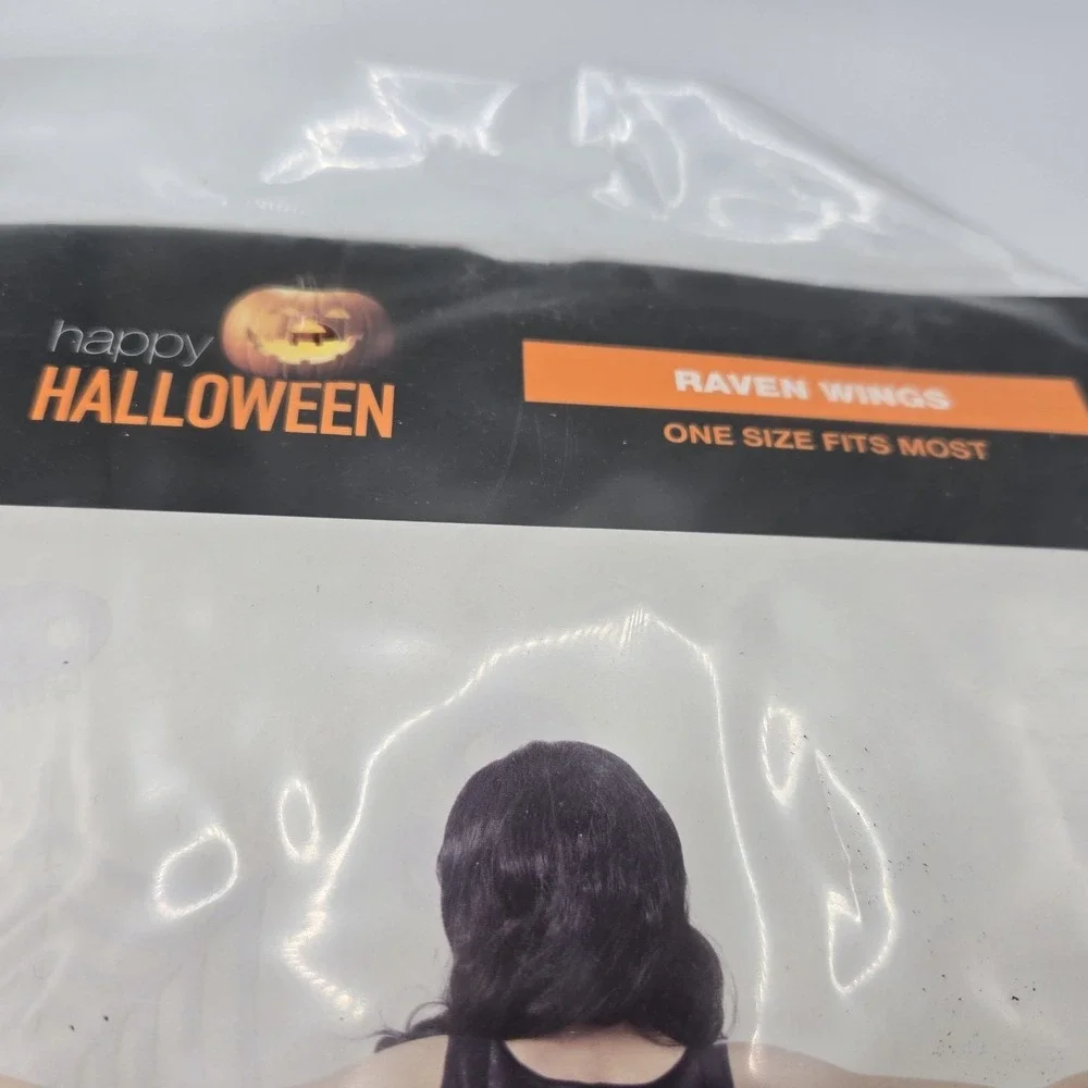 Happy Halloween Glitter Cosplay Raven Wings Costume Black /Gray One Size